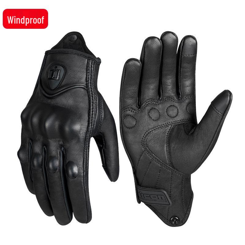 "Summer Windproof Retro Leather Motorcycle Gloves: Breathable, Anti-Fall, for Harley Riding"