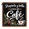 Rustic Coffee Sign for Bar 5" x Sign Wooden Spanish Decor with Decorative Station Signage Metal Display Rack Vintage Tabletop Decorations,