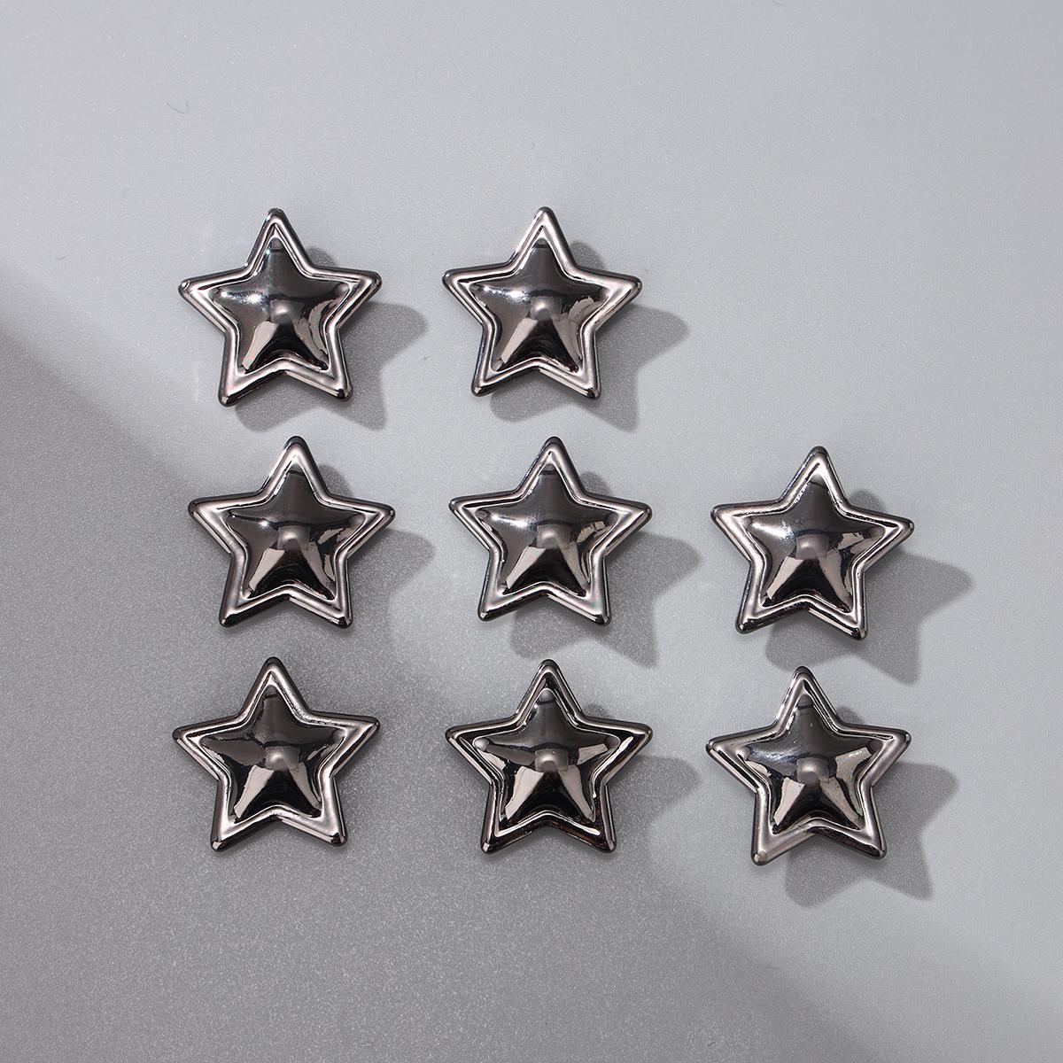 

10 шт. 20 мм Поверхневі опуклі п ятикутні металеві ґудзики на ніжці для сорочки, костюма, светра, капелюхів, декору, швейні ґудзики, аксесуари для одягу своїми руками 20mm чорний