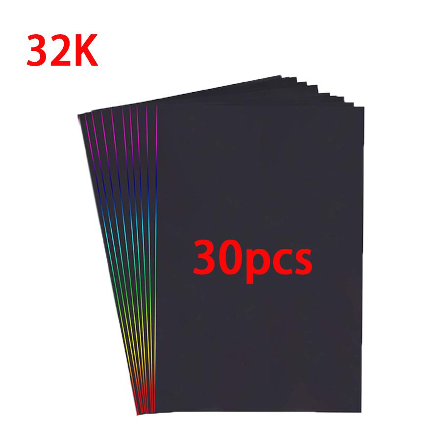 

30/50pcs Black Scratch Paper Colorful Visual Effect Scraping Wax Paper DIY Painting Art Creative Drawing Supplies XJM