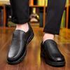 Men's Genuine Leather Slip-On Business Casual Shoes - Soft Sole for Middle-Aged & Elderly, New Spring & Autumn Cowhide Dad Style.