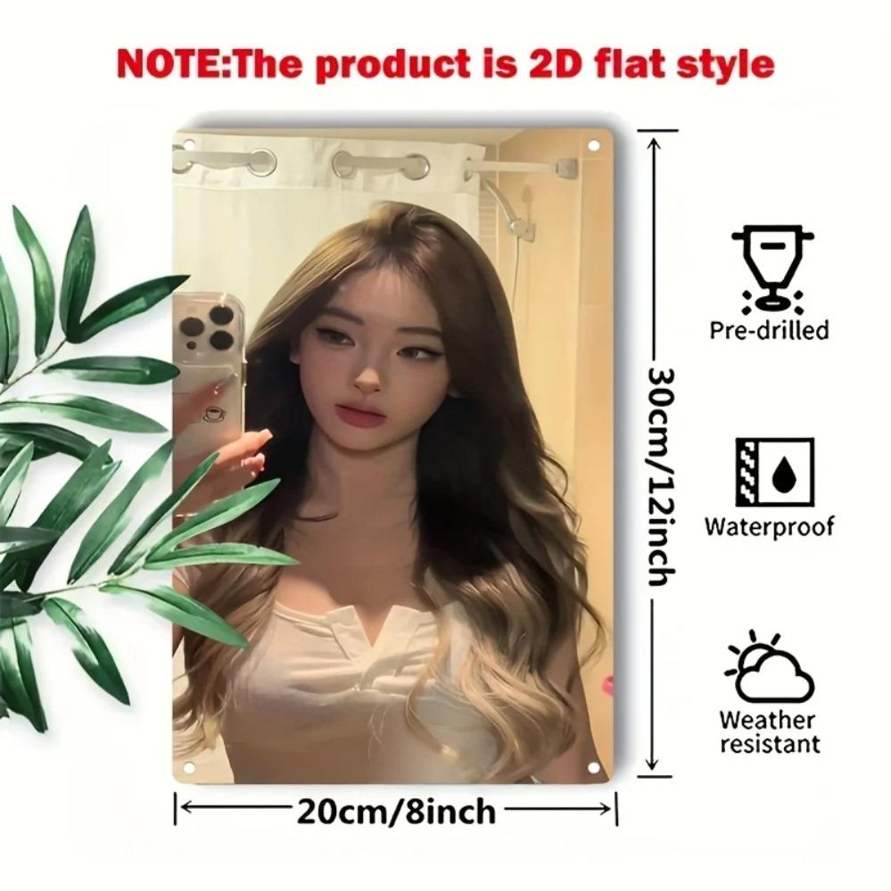 Korean Metal Wall Art Sign, Women Beauty Cafe Bar Decor, K-Drama Gift with Easy Mount Holes