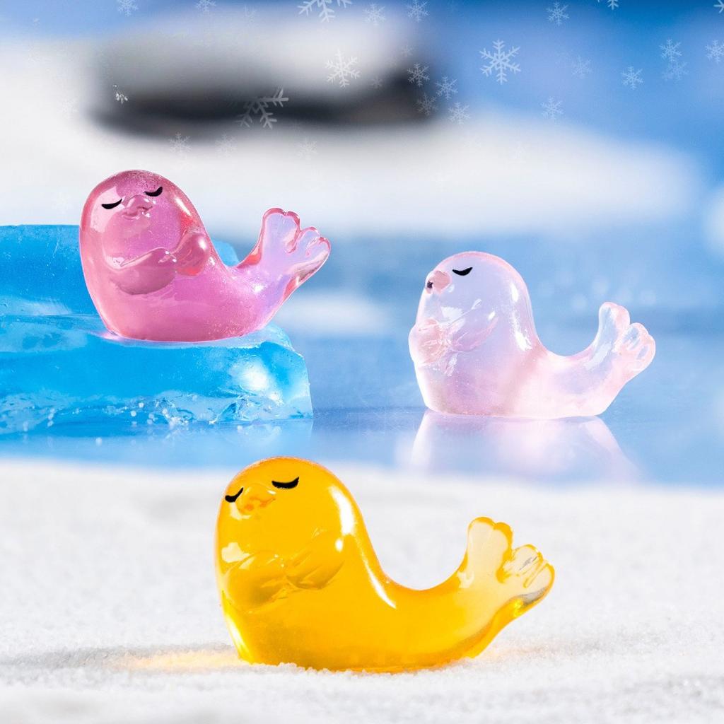50/100Pcs Resin Small Little Seal Miniature Figurines Ornaments Decoration Yellow Animal Garden Crafts Tiny Seal Landscape Decorations