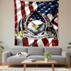 Bald Eagle Breaking Through American Flag God Bless America Wall Tapestry Patriotic Decor for Man Cave Garage Gift