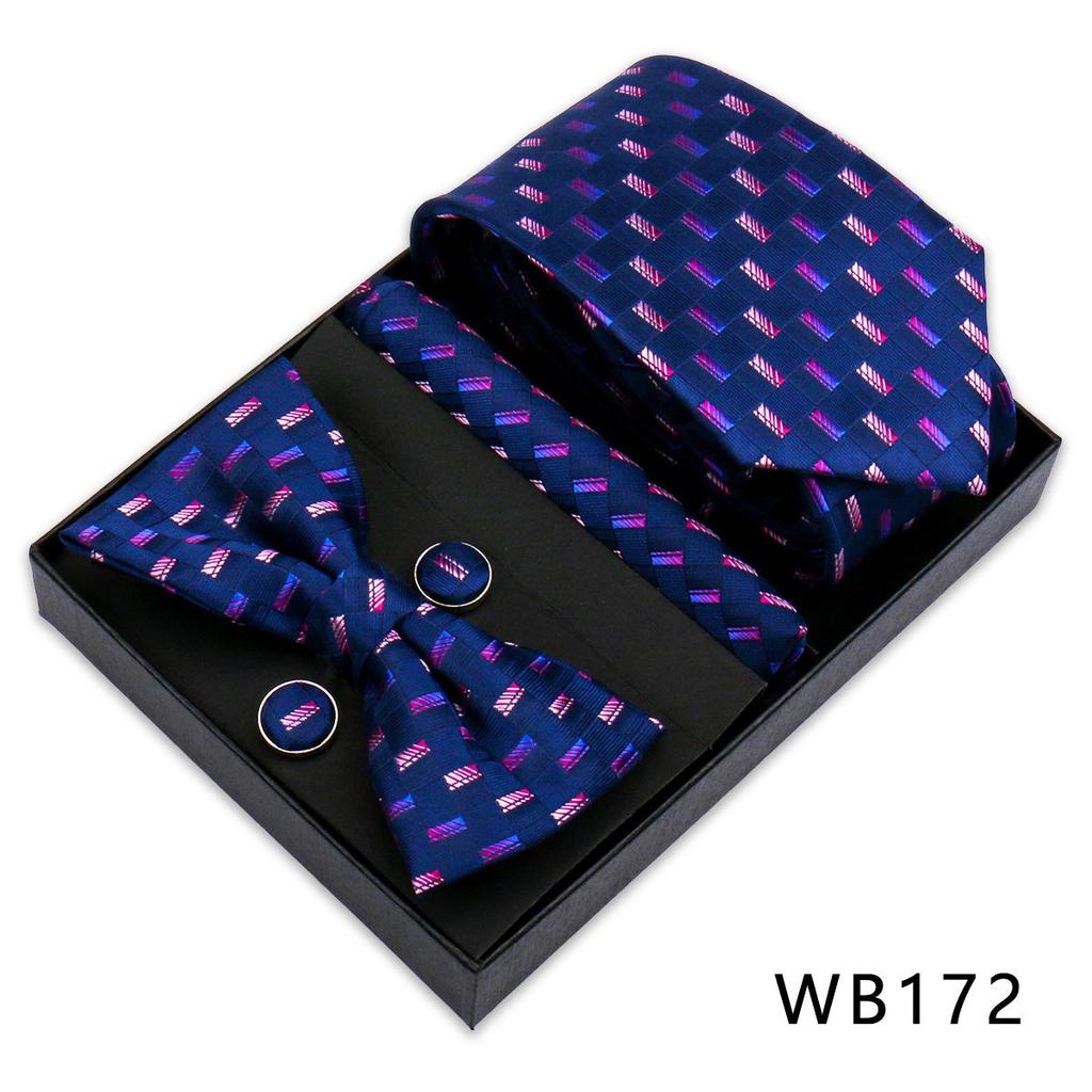 Men's Silk Bow Tie & Pocket Square Gift Set - Business & Wedding