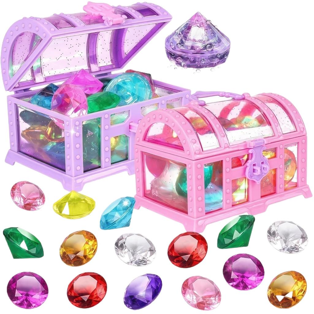 Children's Diving Toy Summer Glowing Mermaid Treasure Chest Swimming Pool Underwater Treasure  Game Set