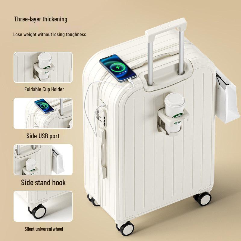 Sturdy Carry-On Suitcase with Wheels, Durable, Large Capacity, Password Lock, and Charging Port