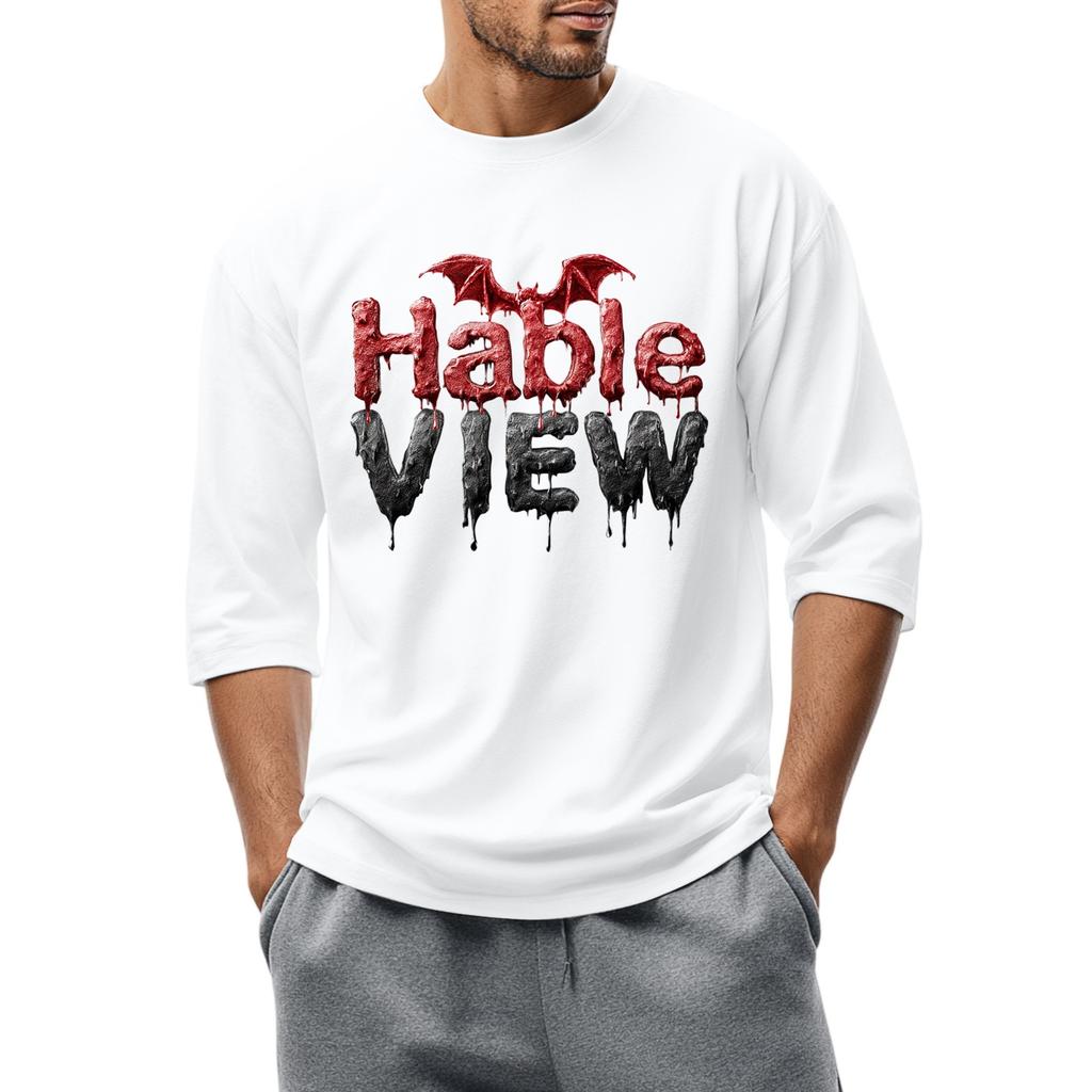 Men'S Round Neck Three-Quarters Sleeve Top Casual Fashion T-Shirt