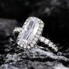 Huitan Simple Crystal Geometric Cubic Zirconia Rings for Women  Color Elegant Lady's Accessory Wedding Engagement Jewelry