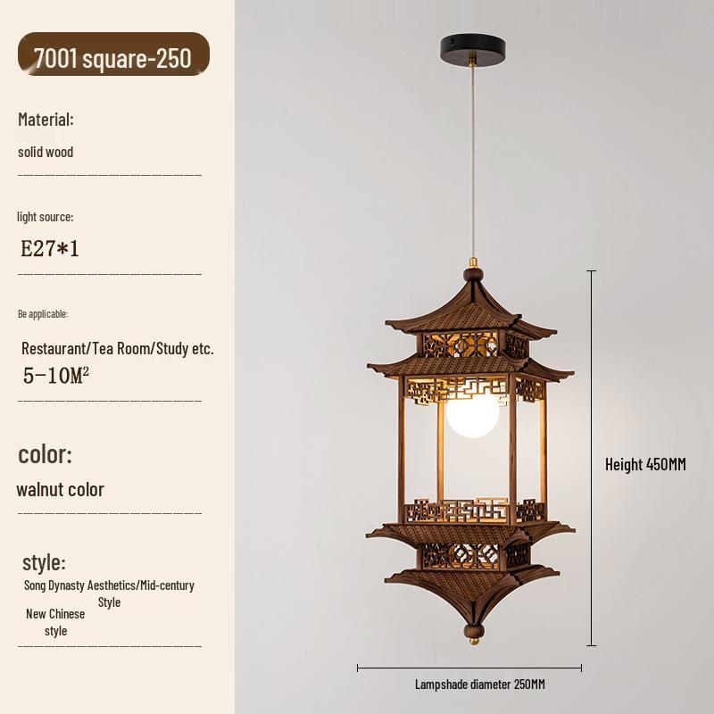 Song Dynasty Aesthetic Lamp: Hexagonal Pavilion Chandelier for Tea Room or Zen Restaurant