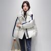 Fashion design sense color matching sleeves short down jacket winter new casual hooded warm small jacket