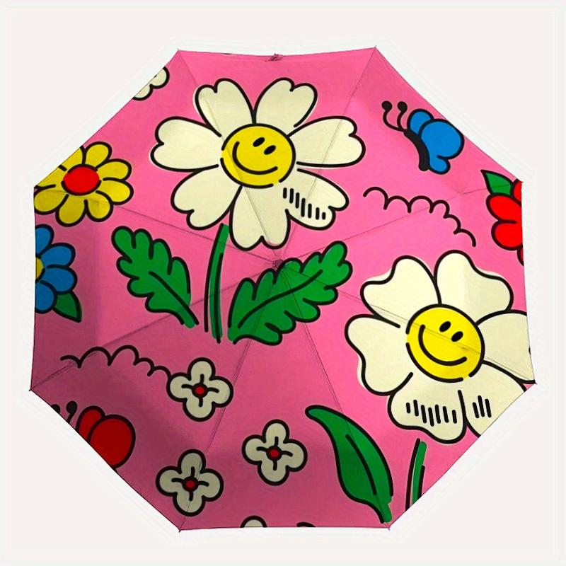 

1pc Flower Pattern Automatic Umbrella - 8-Rib Foldable Design, Outdoor Adventures, and Family Celebrations yy250829073