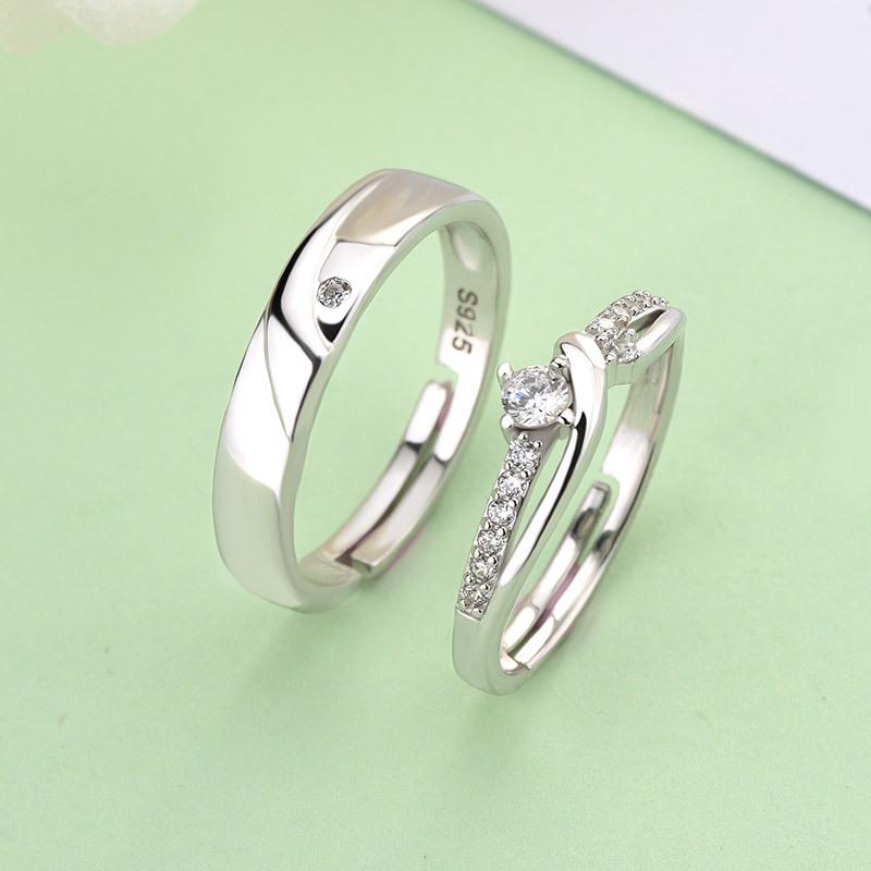 Tonglin S925 Sterling Ezüst Állítható Párgyűrűk - Személyre szabott Esküvői Gyűrűk Férfiaknak és Nőknek.