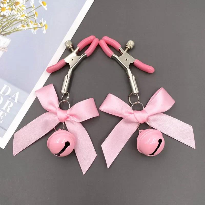 4 Colors Adjustable Nipple Clamp Breast Clip Bdsm Breast Massager Small Bell Sexy Bow Adult Cosplay Flirting Sex Toy for Couples