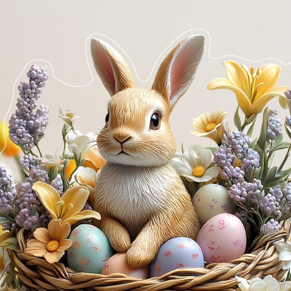 2D acrylic rabbit ornaments Easter desktop decoration color (suitable for desk, fireplace, shelf)