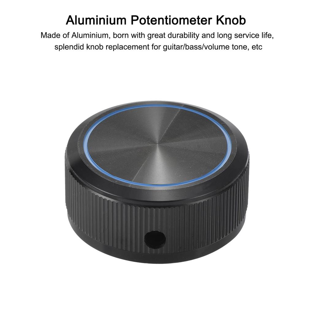Uxcell Aluminum Potentiometer Knob X Round Shaft Straight Tube Volume Tone Control Knob for Black 1/4" 1.5" Guitar/Bass,