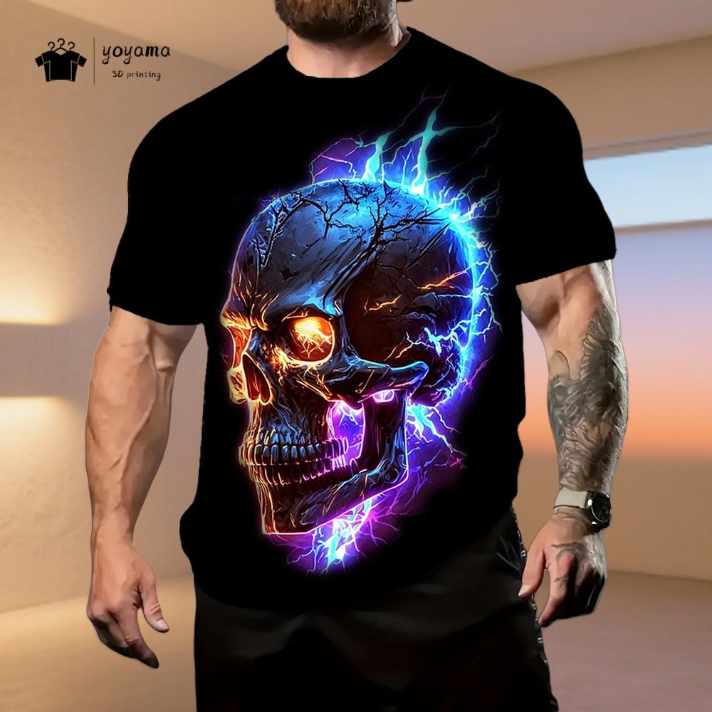 

Halloween Men s Top Retro Skull 3D Print Men Short Sleeve Fashion Breathable O-Neck Men s T-Shirt Versatile Men s Clothing XL