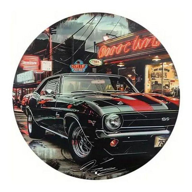 2D Retro Car Tin Painting for Bars Cafes Interior Wall Decor