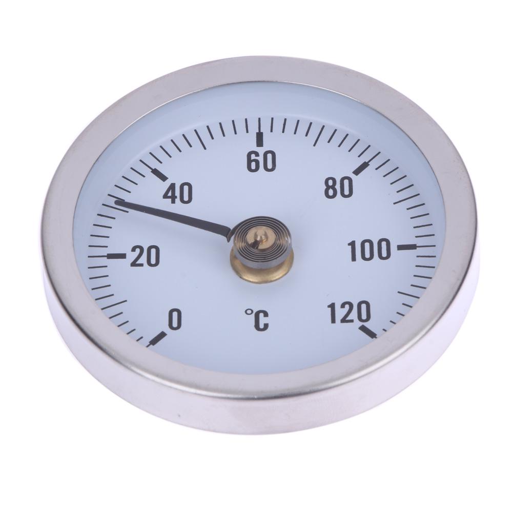 0-120℃ Stainless Steel Clamp-on Tube Thermometer 63mm Clip On Thermometer Spring for Measuring Temperatures of Hot Water Pipes