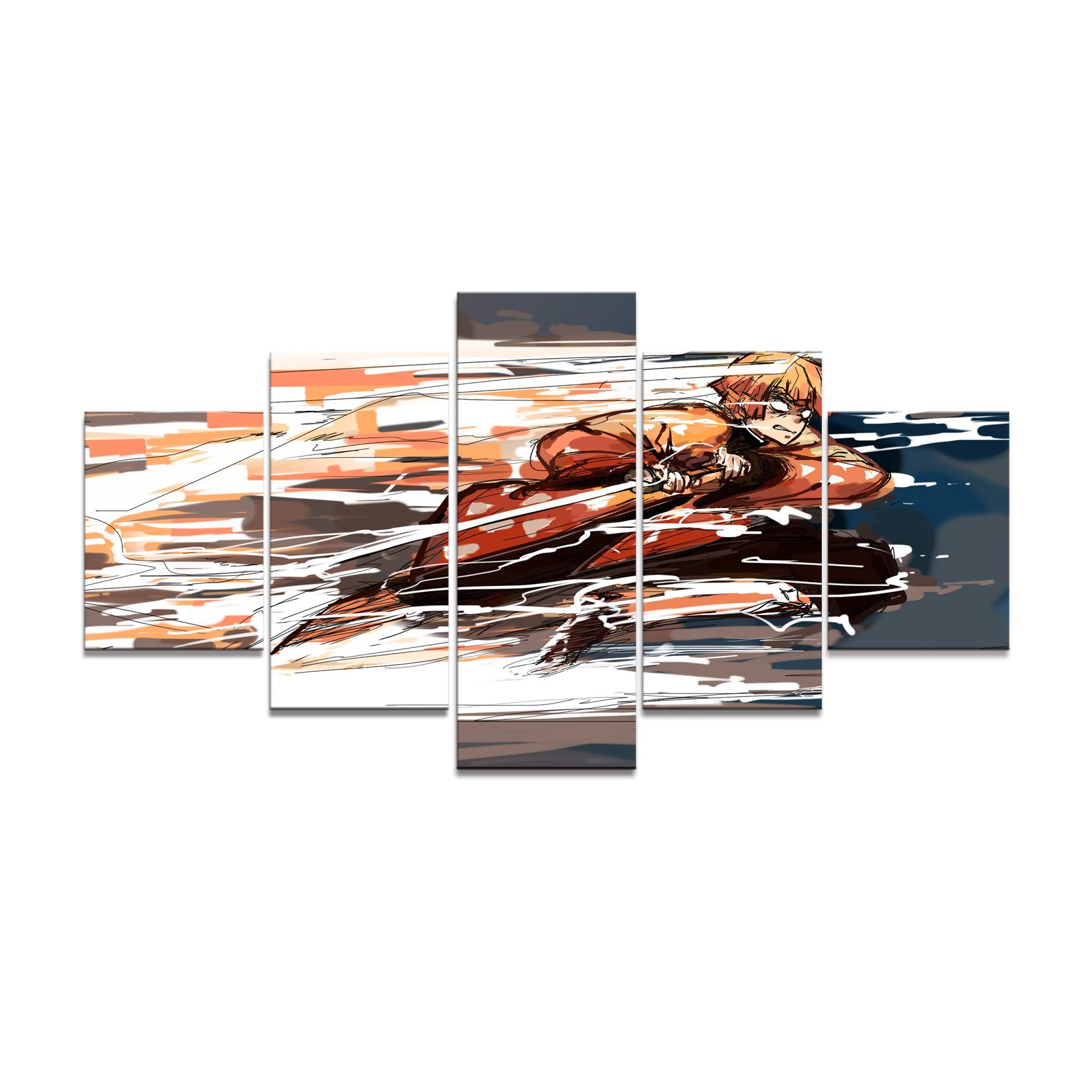 

5 шт. HD мультфильм фехтовальщик аниме мальчик картина убийца демонов Kimetsu No Yaiba Comics Art Настенный декор картины домашний декор без рамки 20x35cm*2 20x45cm*2 20x55cm*1