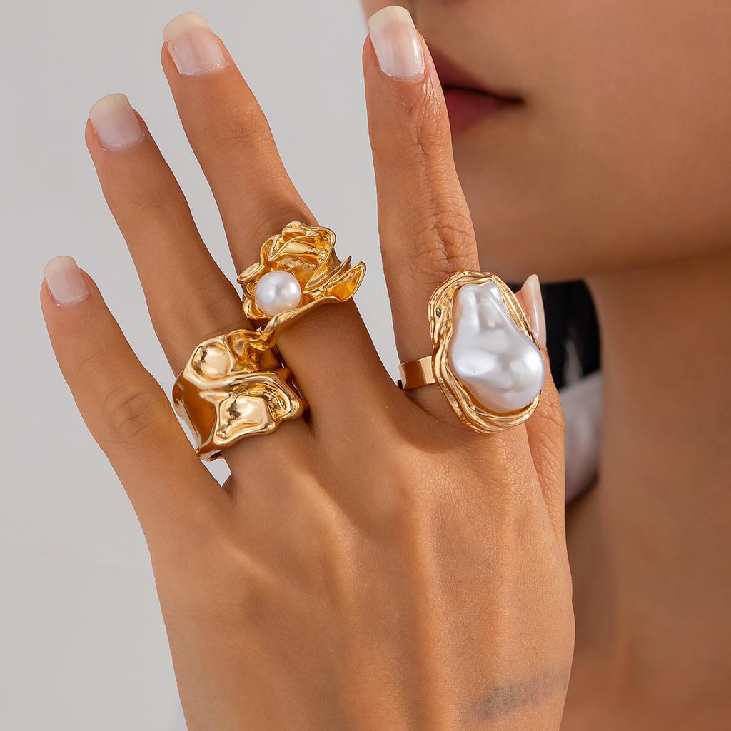 8Pcs/Set Vintage Metal Petal Flower Water Drop Open Rings for Women Trend Goth Geometric Rings Set Daily Jewelry Gift