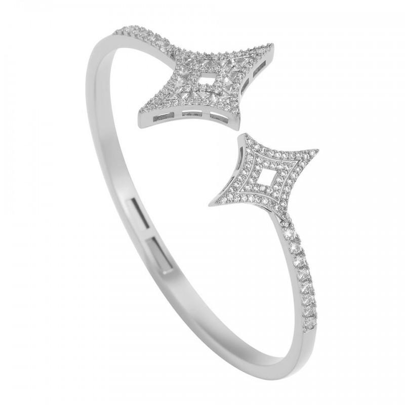 Micro Pave Zircon Adjustable Open Cuff Bracelet Butterfly Clover Star Fine Jewelry Women