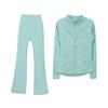 Women's Flare Pants & Jacket Set - Slim Fit Long Sleeve Outerwear for Running & Yoga