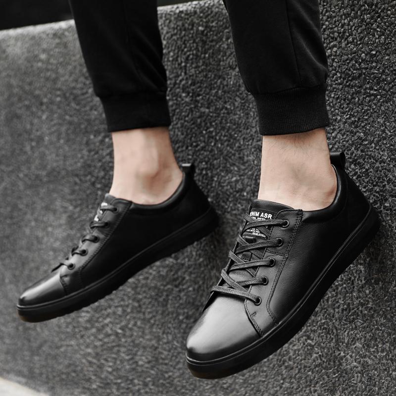 Pánské ležérní šněrovací tenisky, módní a pohodlné tenisky Ležérní pánská obuv z pravé kůže