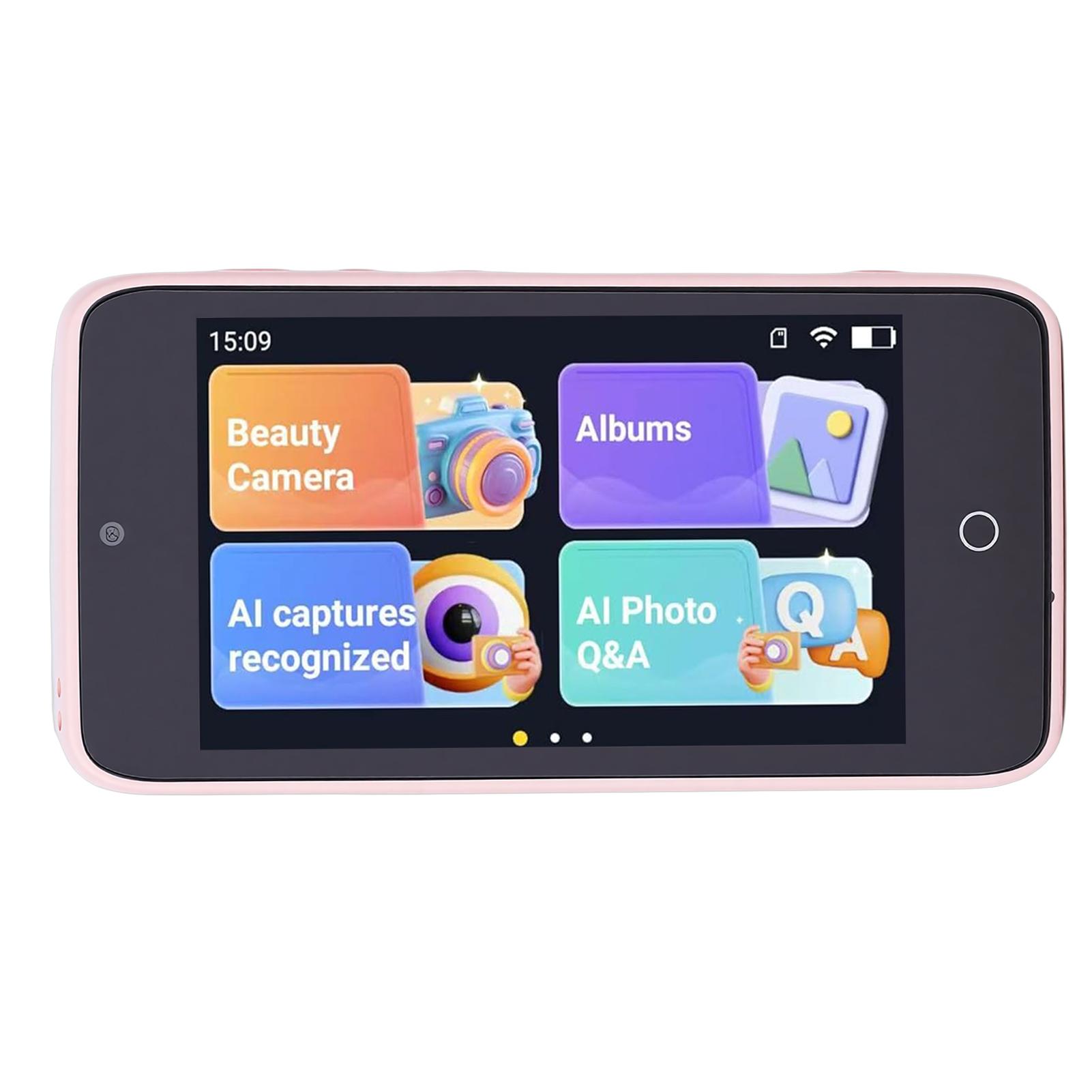 

AI Kids Camera 2MP 5MP Dual Lens Object Recognition Voice Dialogue 4 Inch Screen Digital Camera MP3 Player 2.4GHz WIFI рожевий