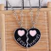 Zircon Best Friend Zircon Love Couple Pendant Necklace 2 Pcs/ Set Rainbow Broken Heart BFF Good Friends Friendship Jewelry Gift