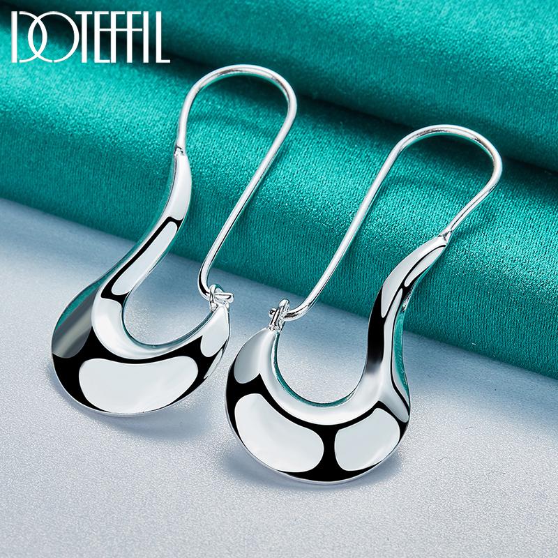 925 Sterling Silver Beautiful Geometric Earrings Fashionable Wedding Jewelry