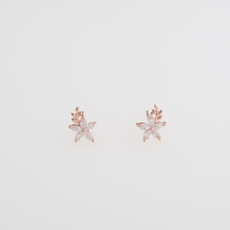 Kleine frische mit Diamanten besetzte Blumenohrringe für Damen Süße Waldnische Design Ohrringe Sommer Neue Ohrringe