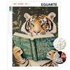 Sparkling Framed Pearl Painting Kit DIY with Reading Tiger Design 3D Bead Art Canvas Ready To Display Home Wall Decor Gift for Nature Lovers