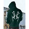 Autumn and Winter Fashionable Men's Retro Street Printed Hooded Sweatshirt with Thorn Pattern, Casual Top, Suitable for Daily Outings