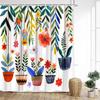 Colourful Tropical Plants Shower Curtains Desert Cactus Monstera Bonsai Leaves Bath Curtain Set Fabric Bathroom Decor with Hooks