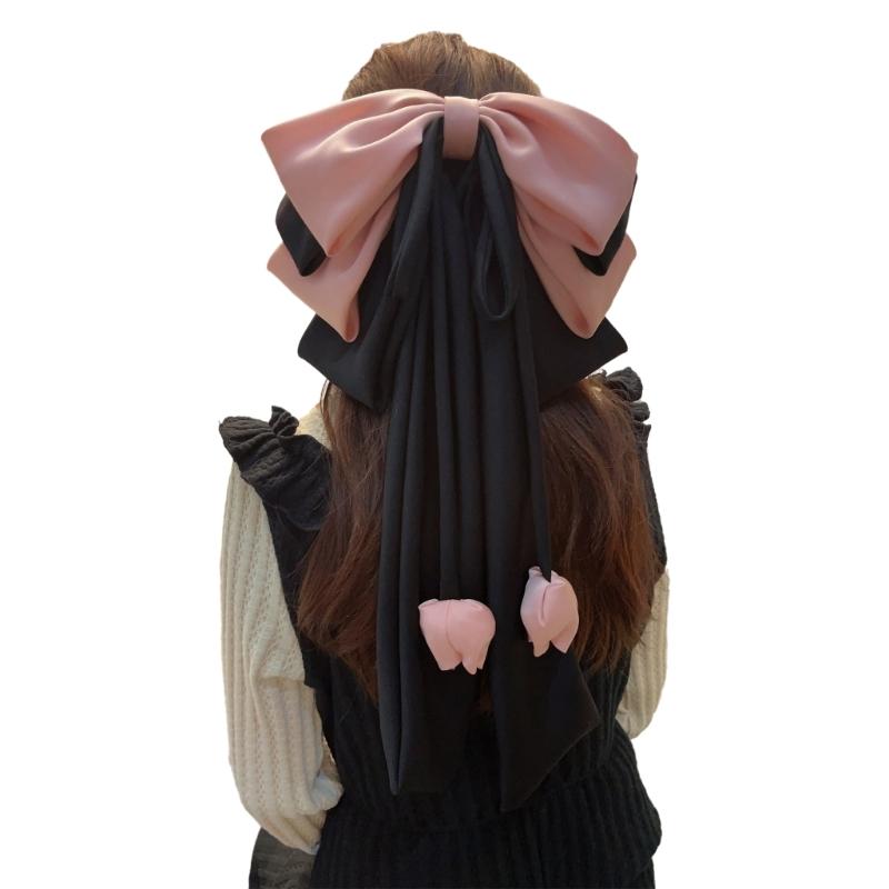 Elegant Purple Hair Bows Clip With Long Ribbon Fashion Headdress Hairpieces Barrette Hairpin For Women And Girls
