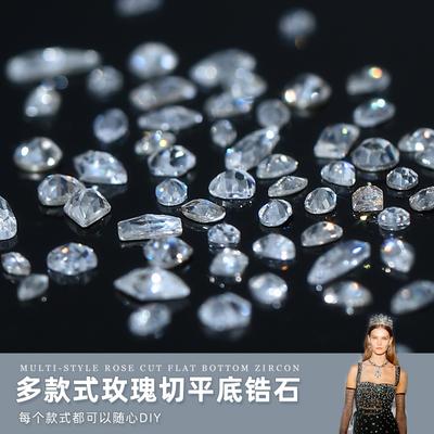 Zirkonia-Diamant mit Rosenschliff und flachem Boden für Nagelkunst, DIY-Maniküre, transparent, weiß, Pflaumenblüte, Wassertropfen, Pferdeauge, speziell geformter Mini-Nageldiamant, klein