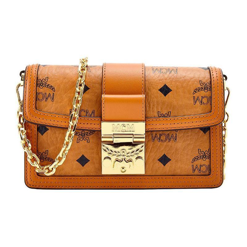 MCM Monogram Ketting Schoudertas Mini Dames Schoudertas Bruin Cognac MWRBAWO05CO001 Basic Set (Bag+Dust Bag)
