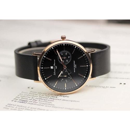 Salvatore Mara Watch Quartz Calendar Italian Brand Unisex SM15117L (Rose NV Navy)