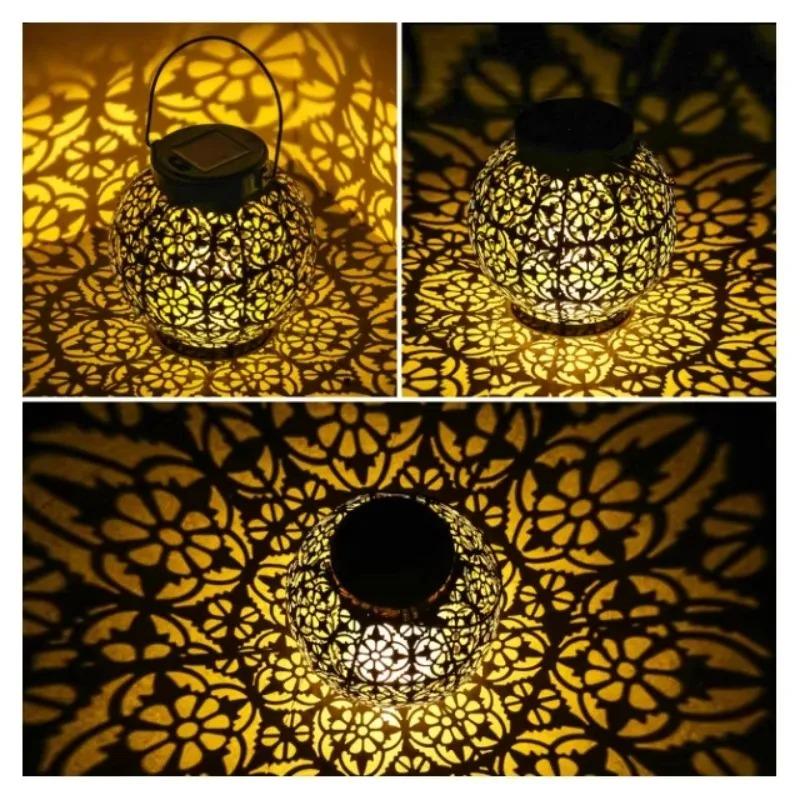 Solar Outdoor Lights Decor for Table Patio Garden Yard Solar Lantern Outdoor Waterproof Hanging Metal Decorative Garden Lights Christmas