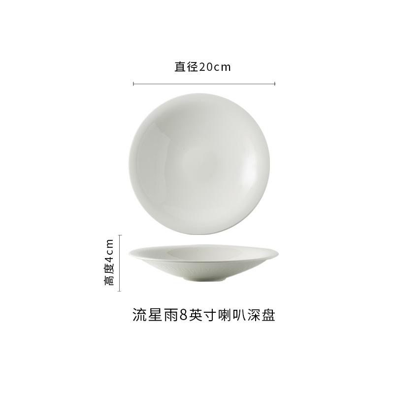 Creative White Deep Dish Ceramic Dish Plate Home Western Dish Plate Personalized Salad Bowl Hotel Restaurant Pasta Plate Commercial