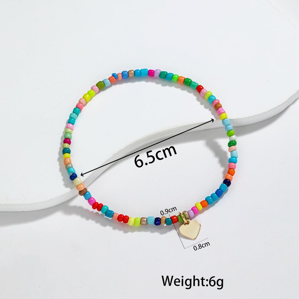 Bohemian Style Colorful Rice Bead Love Pendant for Women's Ankles