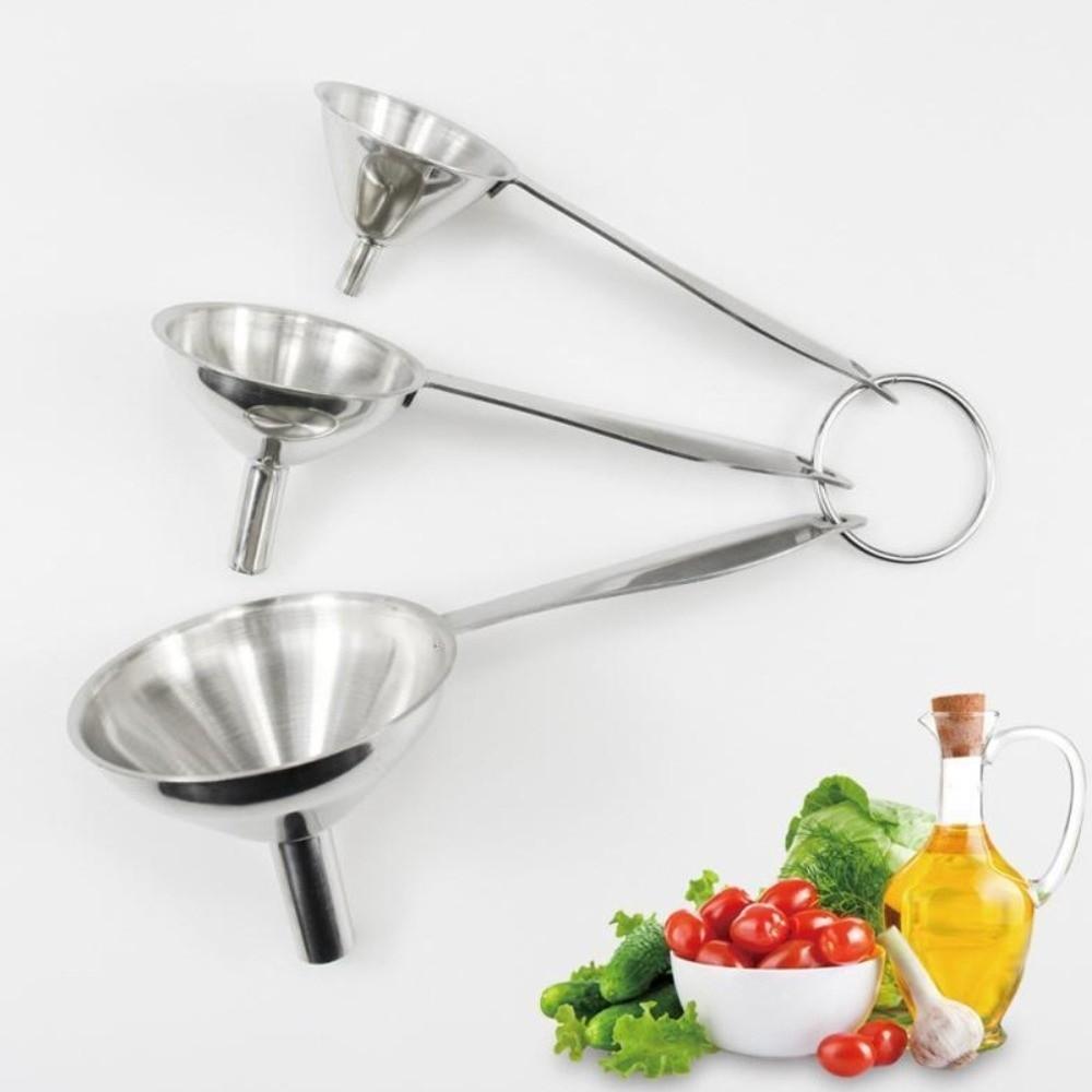 High Temperature Resistance Stainless Steel Funnel with Cleaning Brush Multi-function Long-handled Funnel