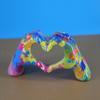 Creative Color Oil Painting Heart-shaped Gesture Figurine Ornament Love Hand Sculpture Modern Fashion Home Desktop Decoration