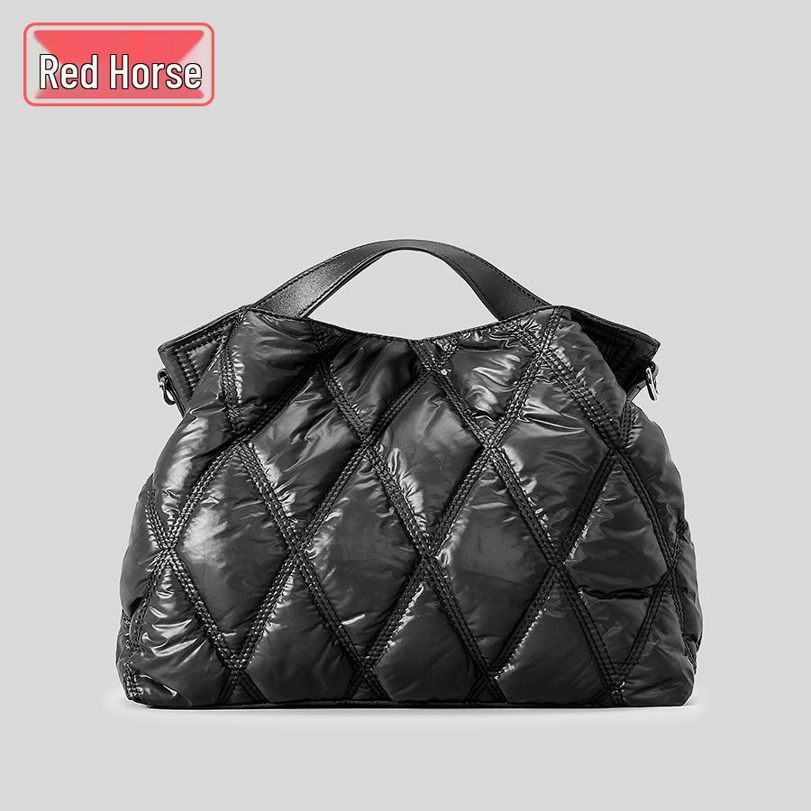 

Сумка из хлопка Rhombus Space: Новая стильная сумка-тоут с пуховым наполнителем, однотонная сумка через плечо для осени/зимы