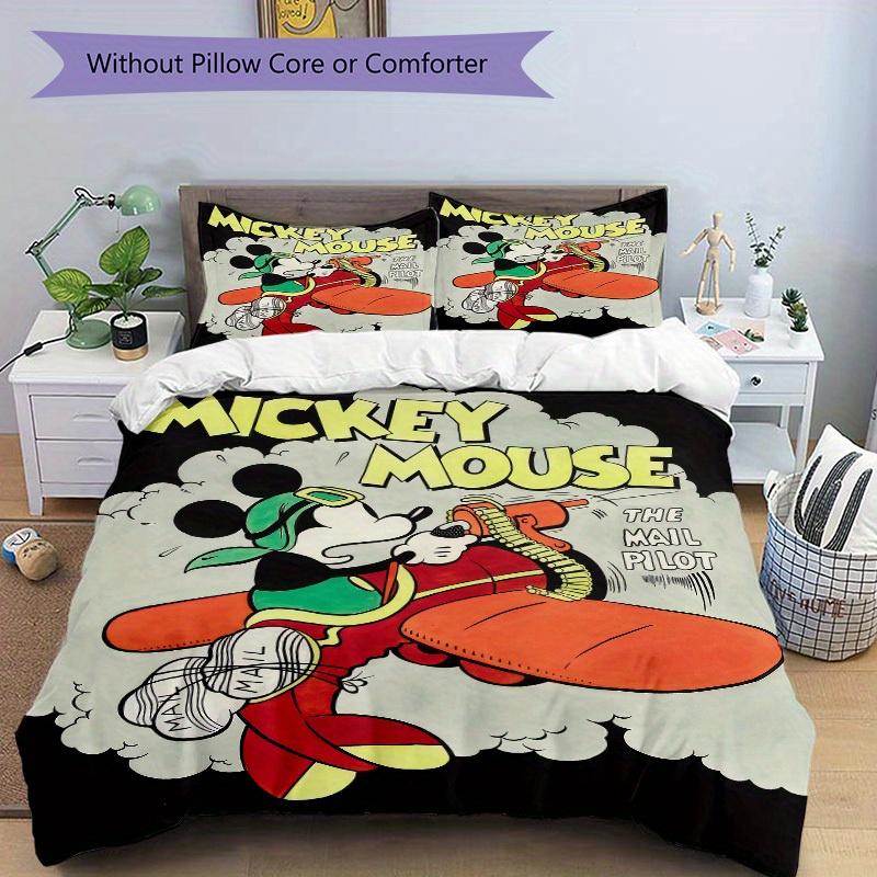 3pcs set Mickey Mouse, Mail Pilot, Cartoon Bedding Set with Duvet Cover+Pillowcases, All-Season Polyester, Zipper Closure46