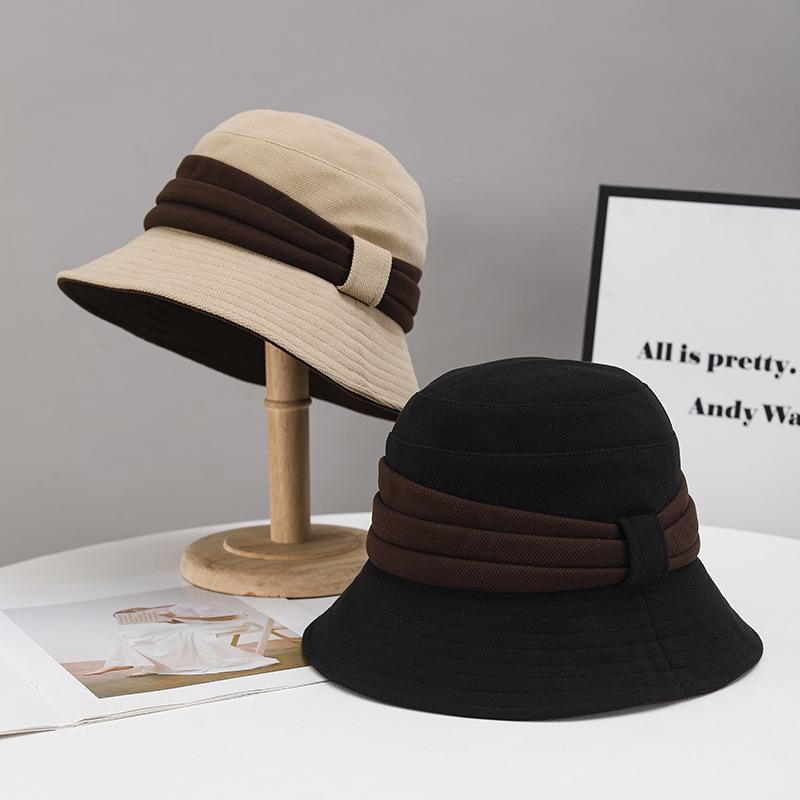 Autumn and winter new fisherman's hat children contrasting colors high-quality outdoor sunshade basin hat windproof temperament versatile sun hat
