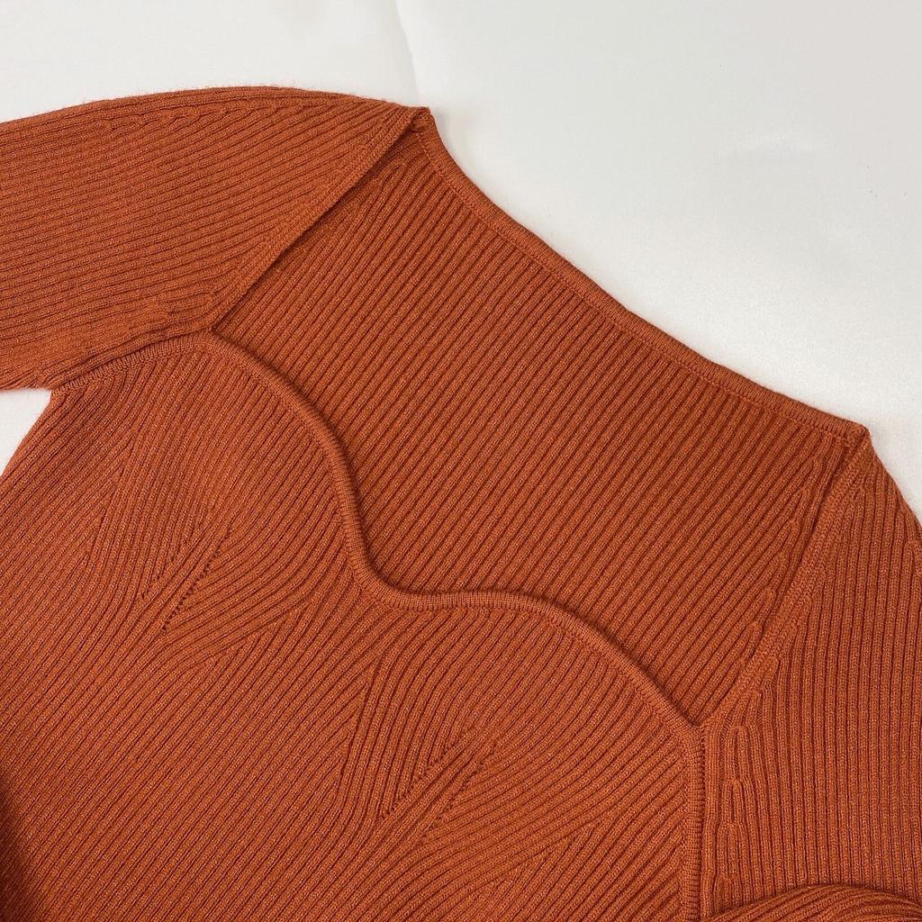 Square Neck Ribbed Thicken Warm Knitted Dresses Women Long Sleeve High Stretch Basic Bodycon Dress Streetwear