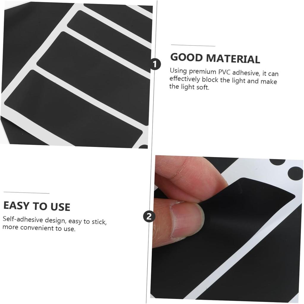 LED Light Blocking Stickers Light Shielding Stickers Self Adhesive PVC Black Opaque Films Light Darkening Cover Sheets