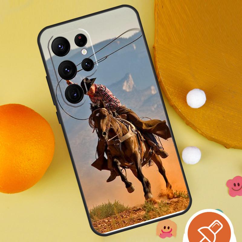 Rodeo Cowboy Lasso Horses Phone Case For Samsung Galaxy S25 Ultra S24 S23 S22 Ultra S9 S10 S20 Plus S21 FE Funda Cover